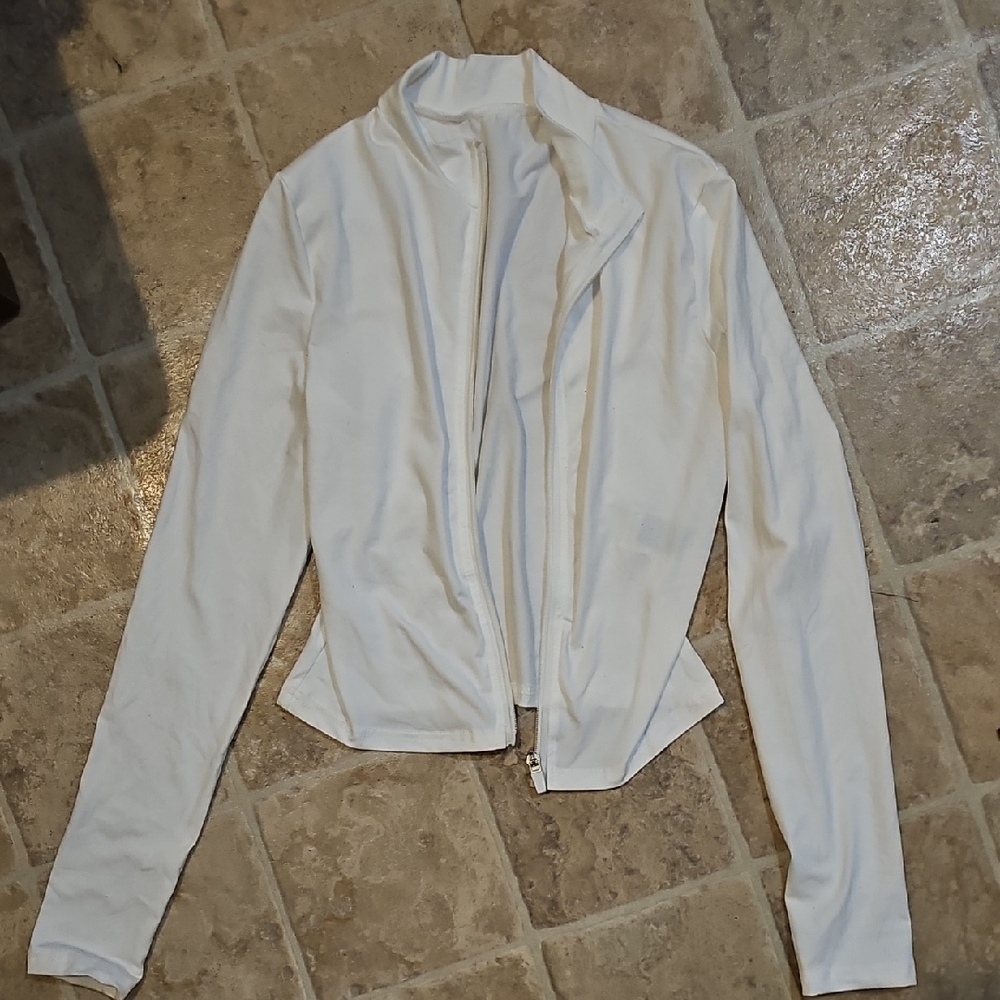 Womens White Zip Up Top